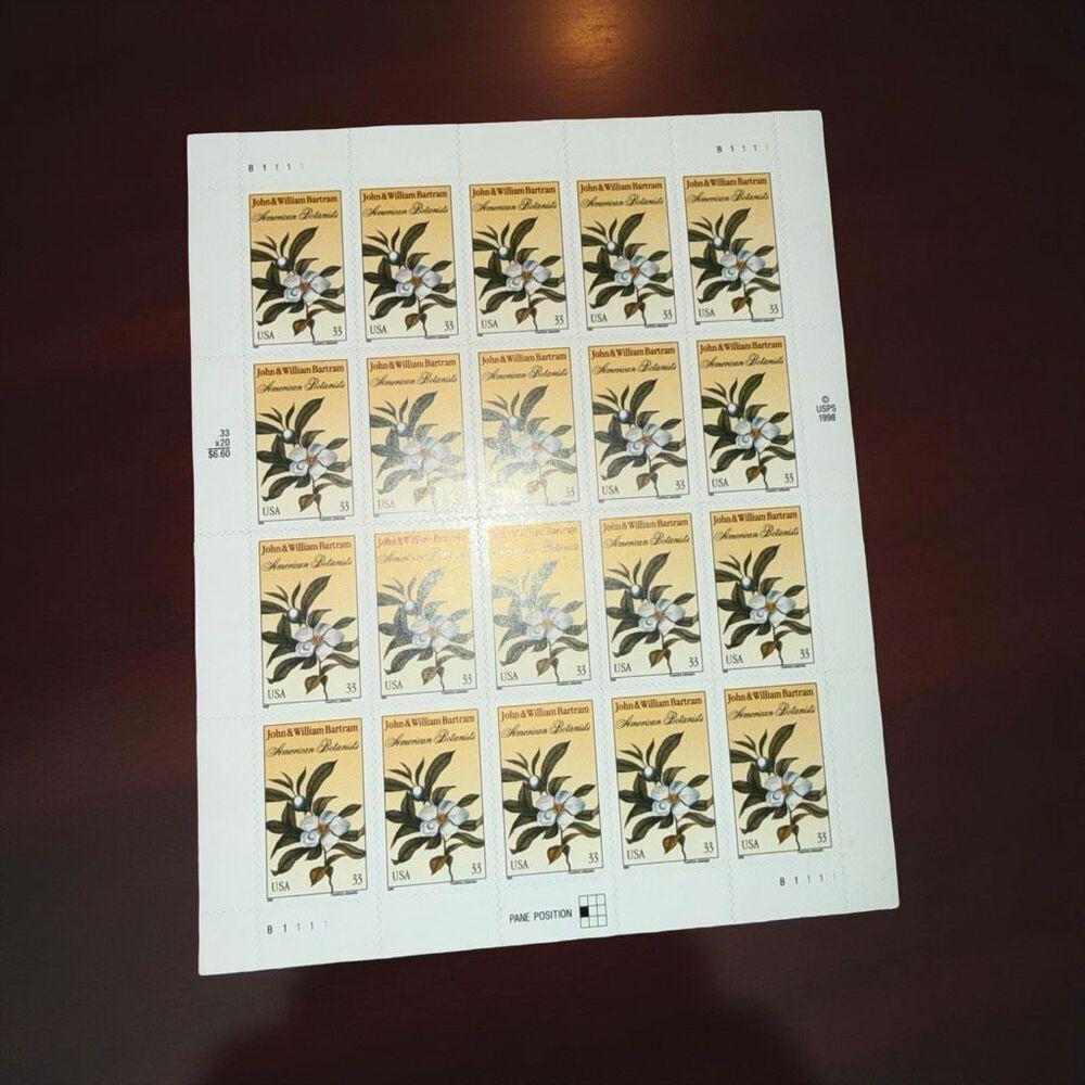 US Scott ‘99  #3314 33 Cent John & William Bartram Botanists Sheet of 20 Stamps